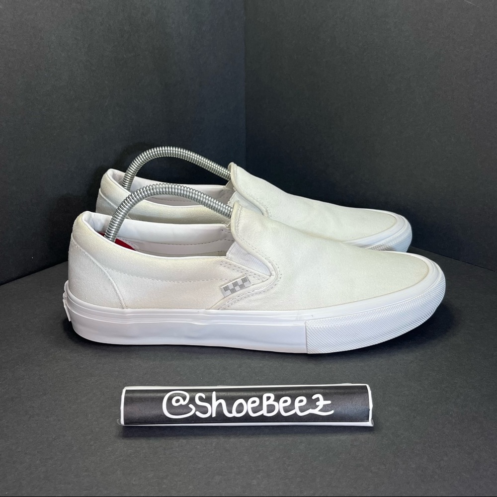Vans Off The Wall Old Skool Slip-On PopCush Triple White Sneakers, Men's 10.5